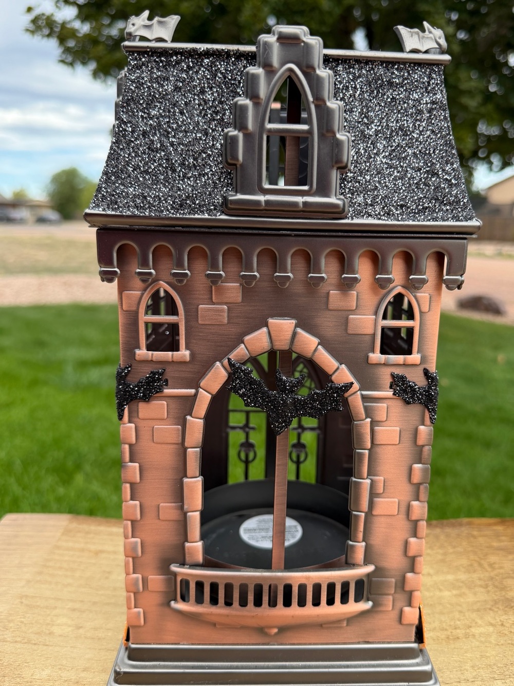 Bath & Body Works 2016 Halloween Haunted House Metal Luminary 3-Wick Candle Hold - Picture 3 of 10